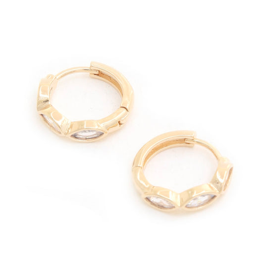 Marquise Cz 14k Gold Dipped Huggie Earring