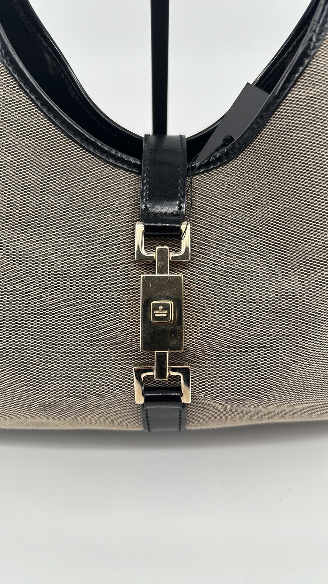 Gucci Jackie Beige Black Canvas Handbag