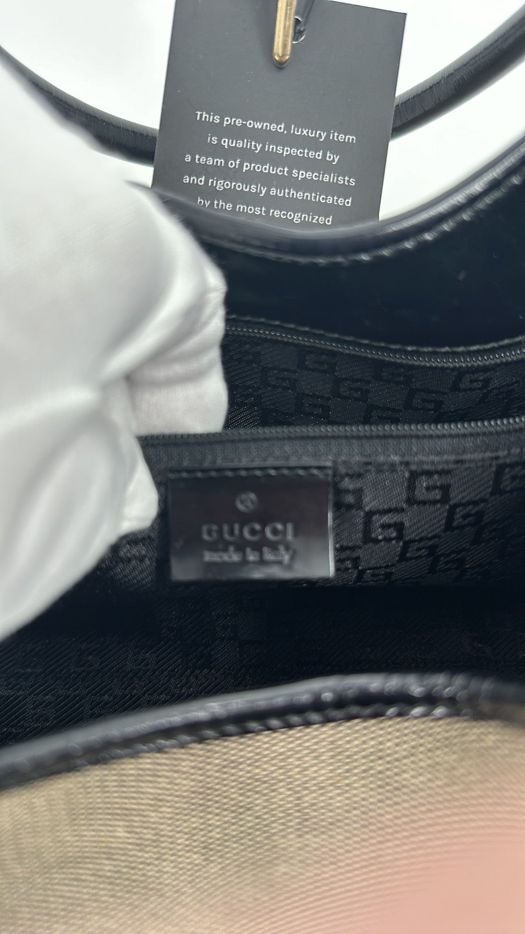 Gucci Jackie Beige Black Canvas Handbag