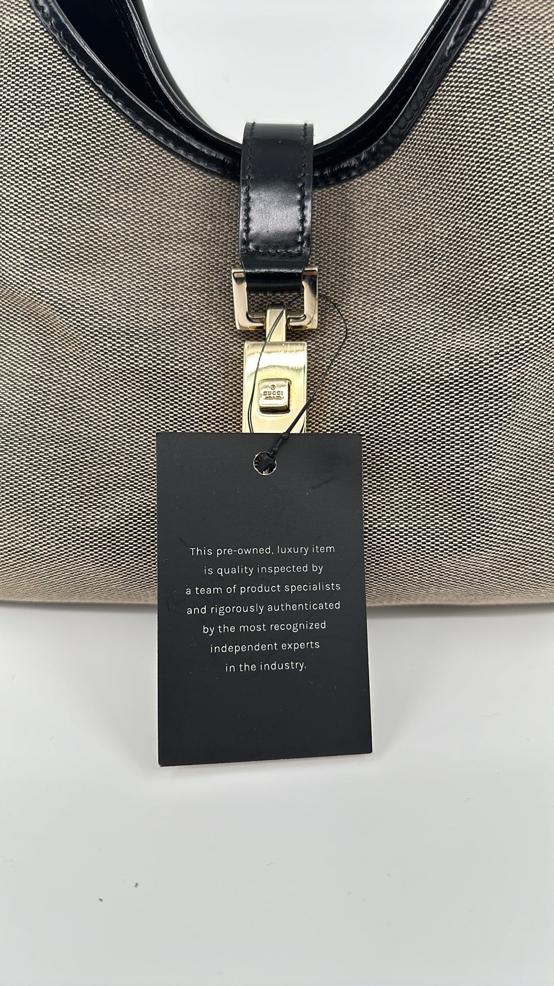 Gucci Jackie Beige Black Canvas Handbag