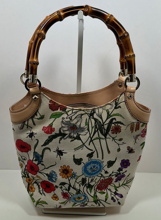 GUCCI Flora Handbag with Bamboo Handles