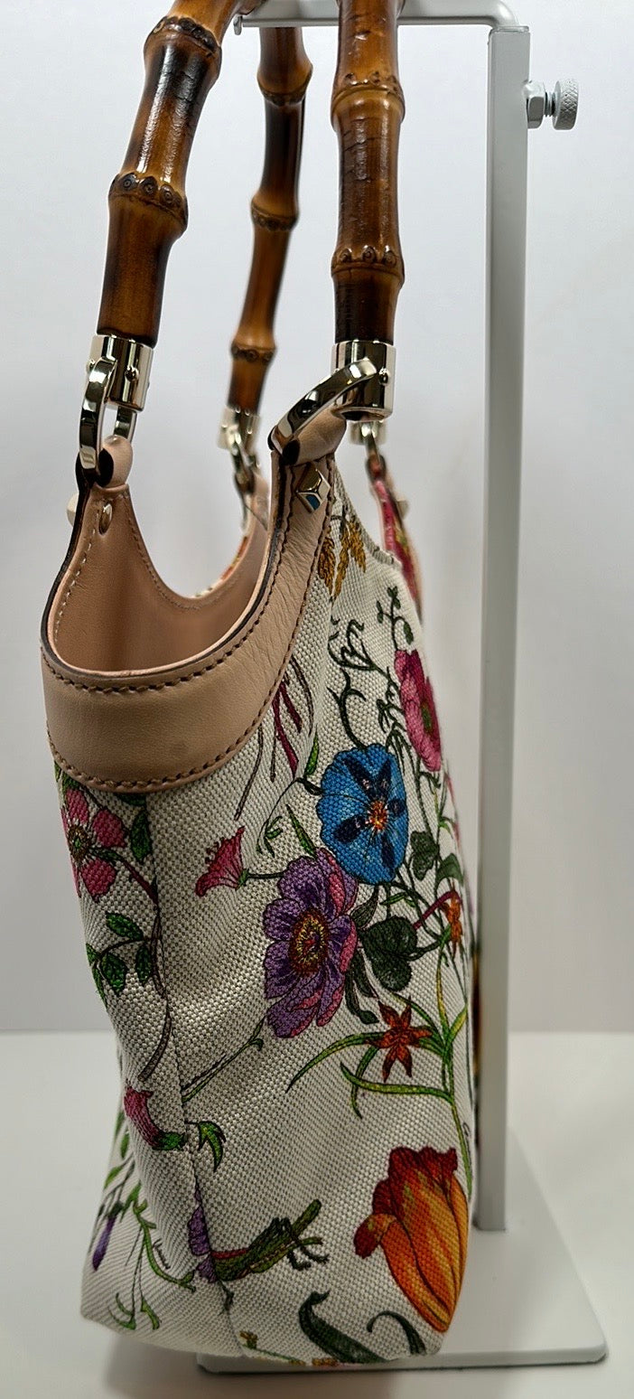 GUCCI Flora Handbag with Bamboo Handles