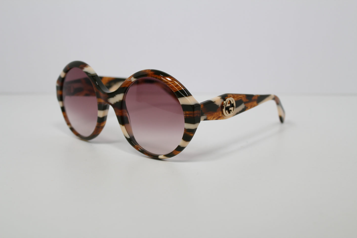 Gucci Oversized Round Acetate Sunglasses- Tortoise