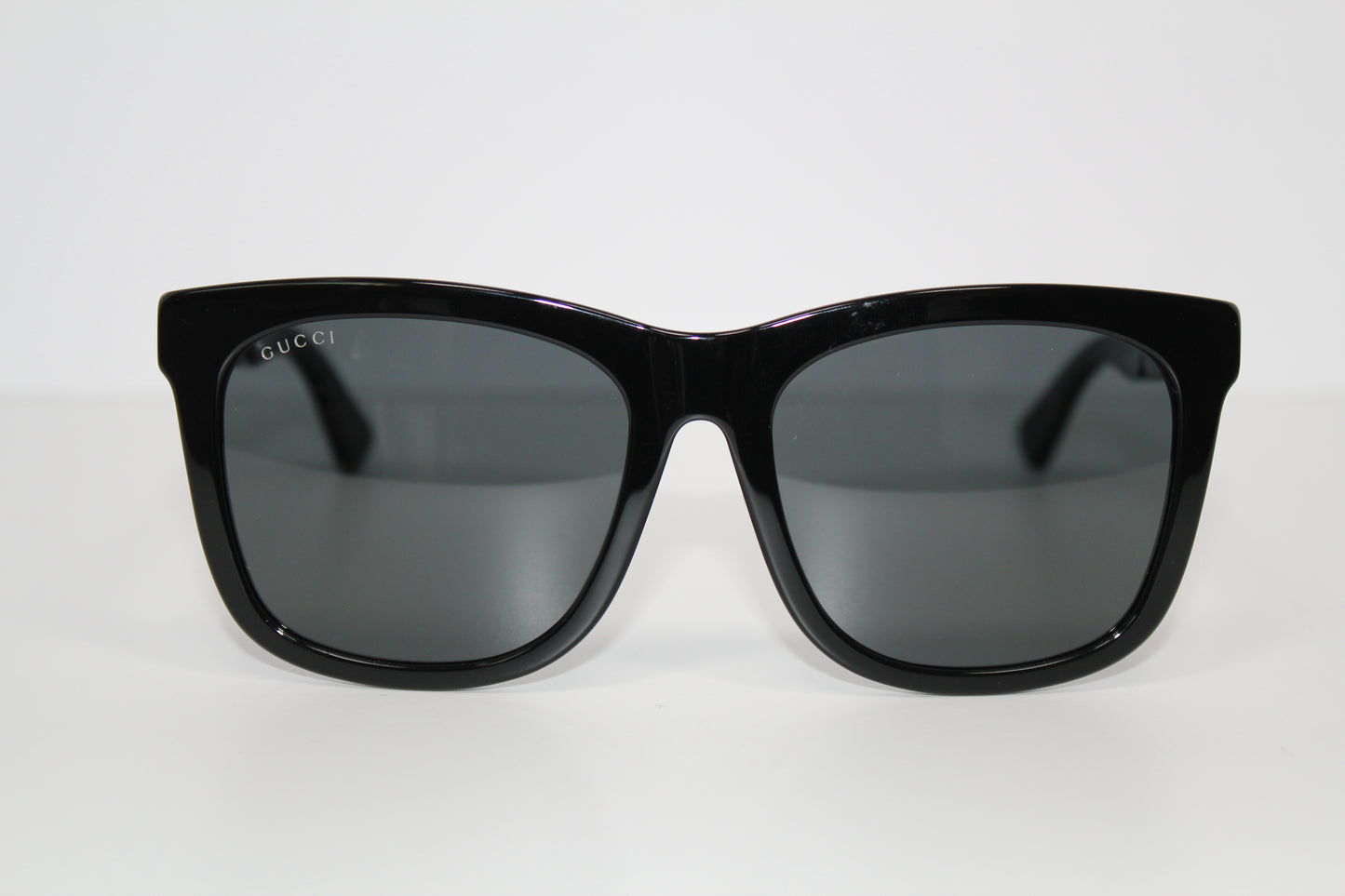 Gucci Full Rim Rectangle Sunglasses- Black/Smoke