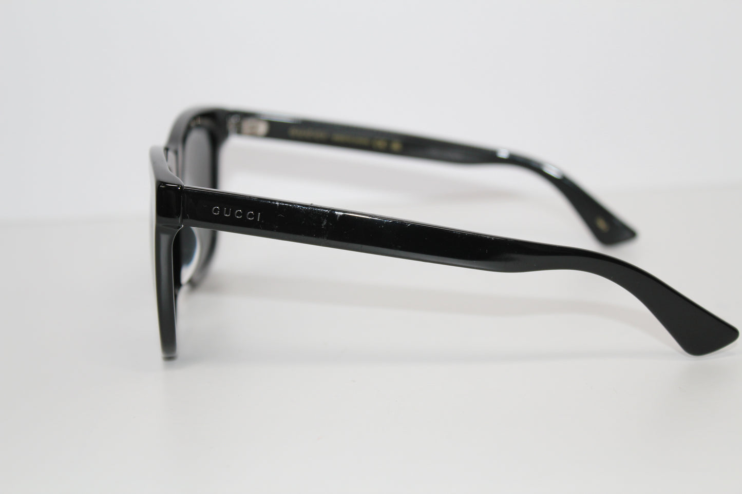 Gucci Full Rim Rectangle Sunglasses- Black/Smoke