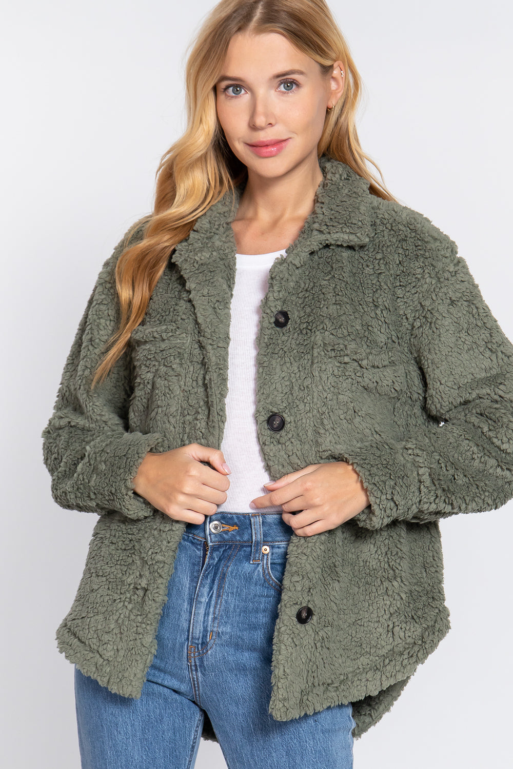 Long Slv Flap Pocket Oversize Jacket