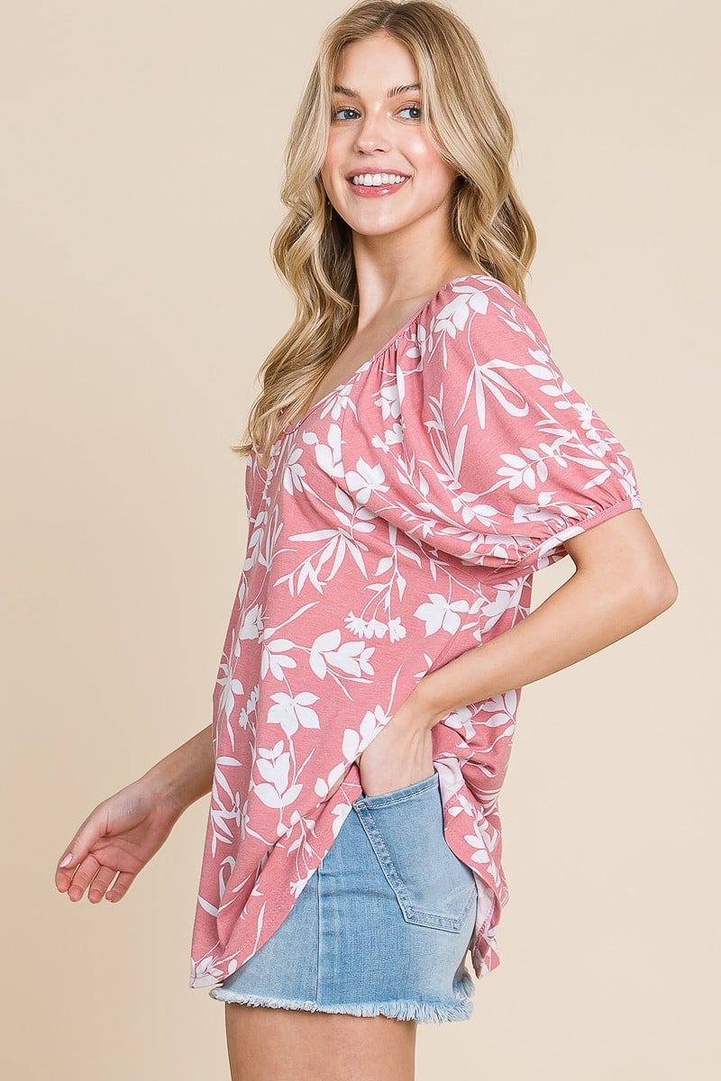 Floral T/r Span Babydoll Top