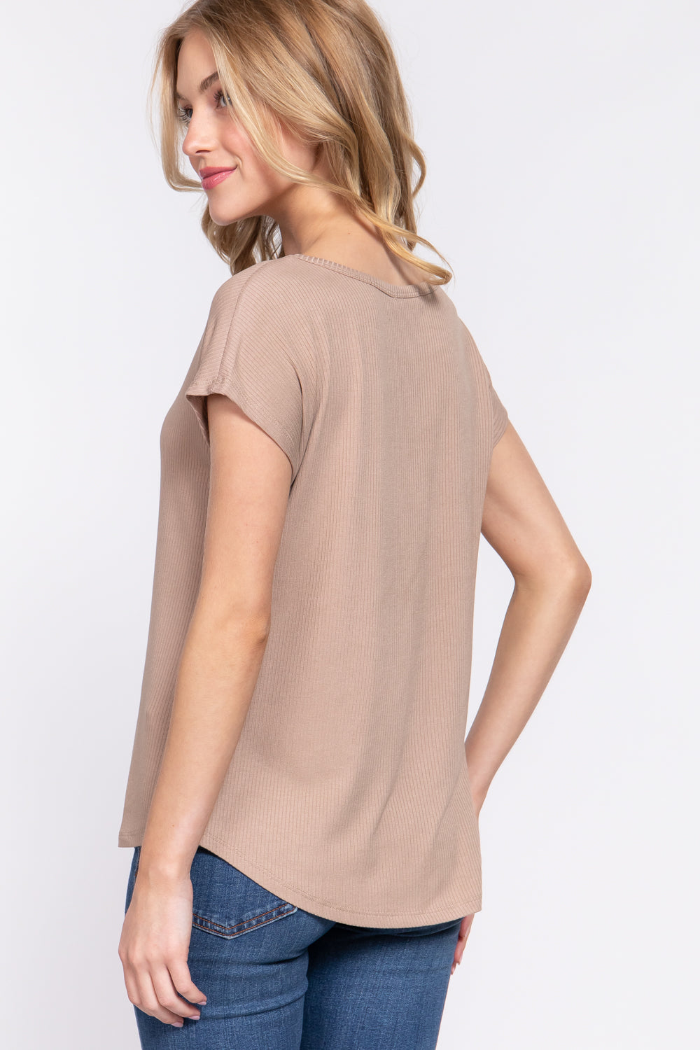 Short Dolman Slv Rib Knit Top