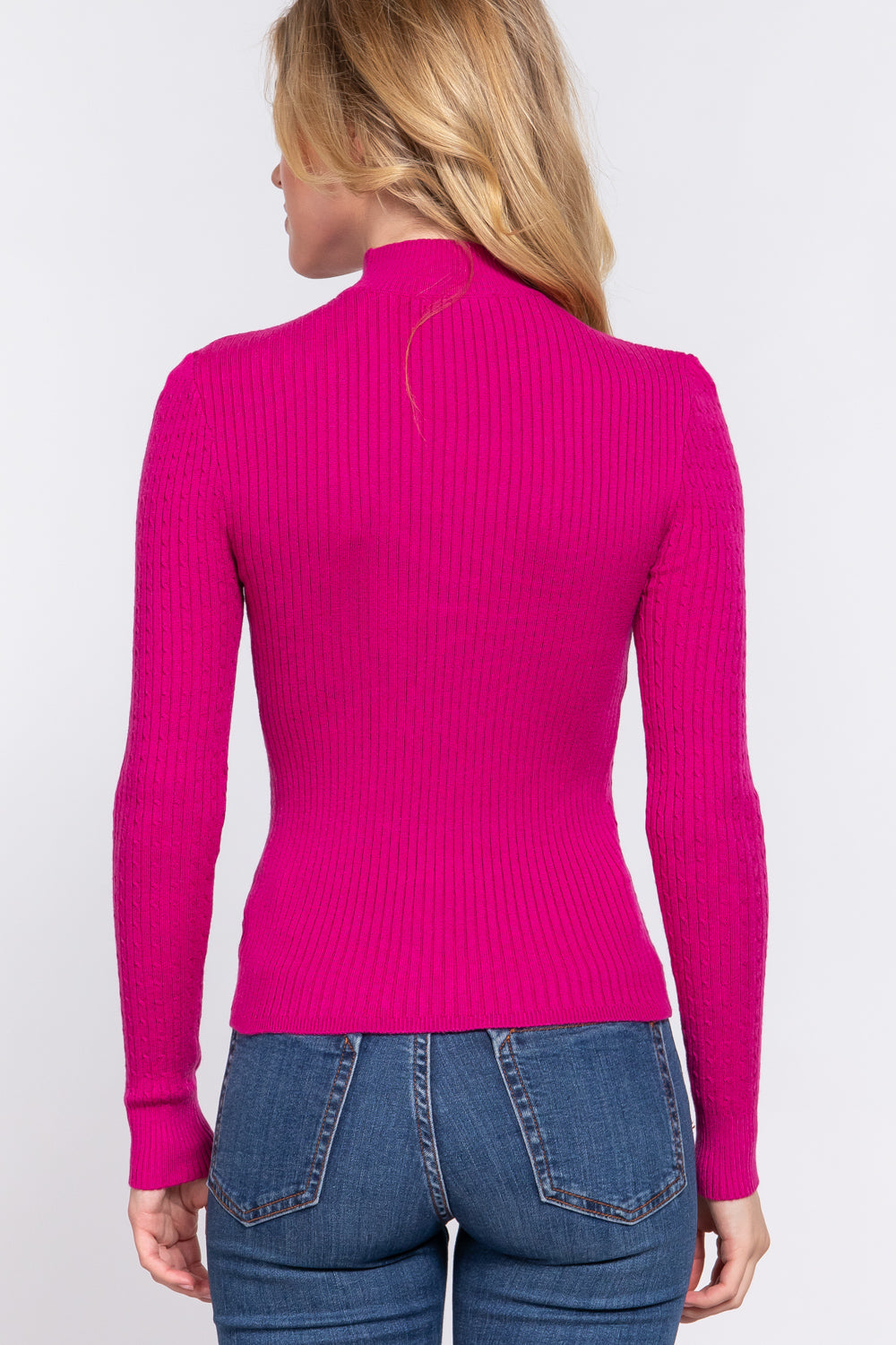 Long Slv Mock Neck Rib Sweater