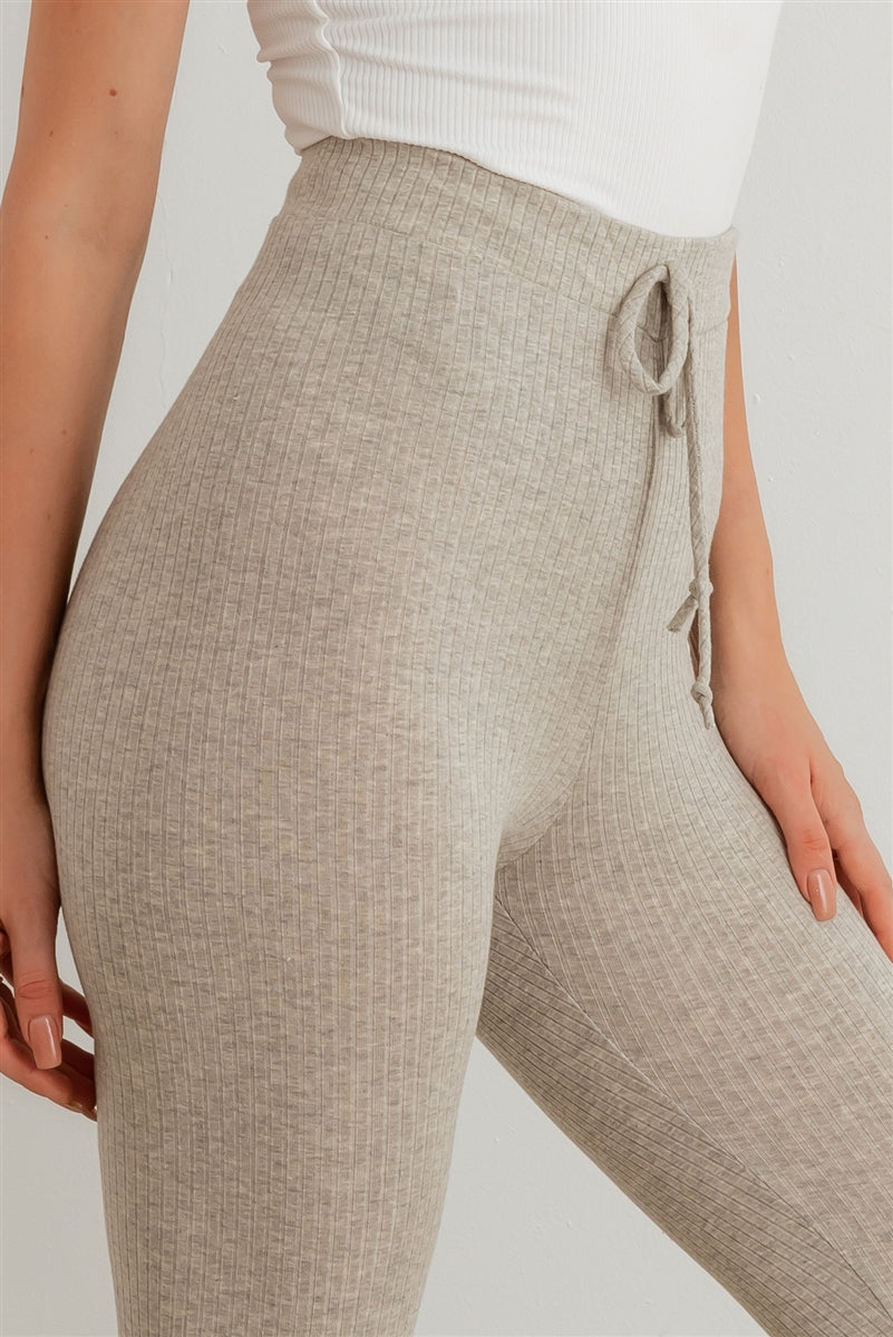 Ribbed High Waist Drawstring Leggings