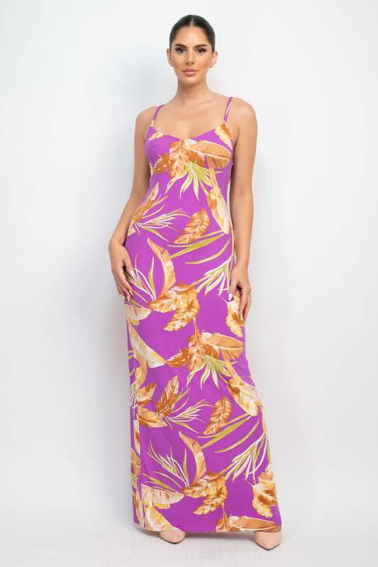 Scoop Tropical Print Maxi Dress