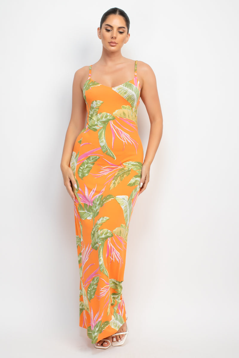 Scoop Tropical Print Maxi Dress