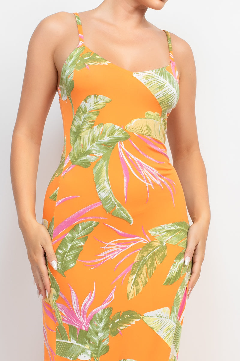 Scoop Tropical Print Maxi Dress