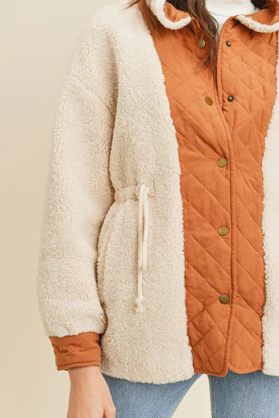 Contrast Sherpa Buttoned Jacket