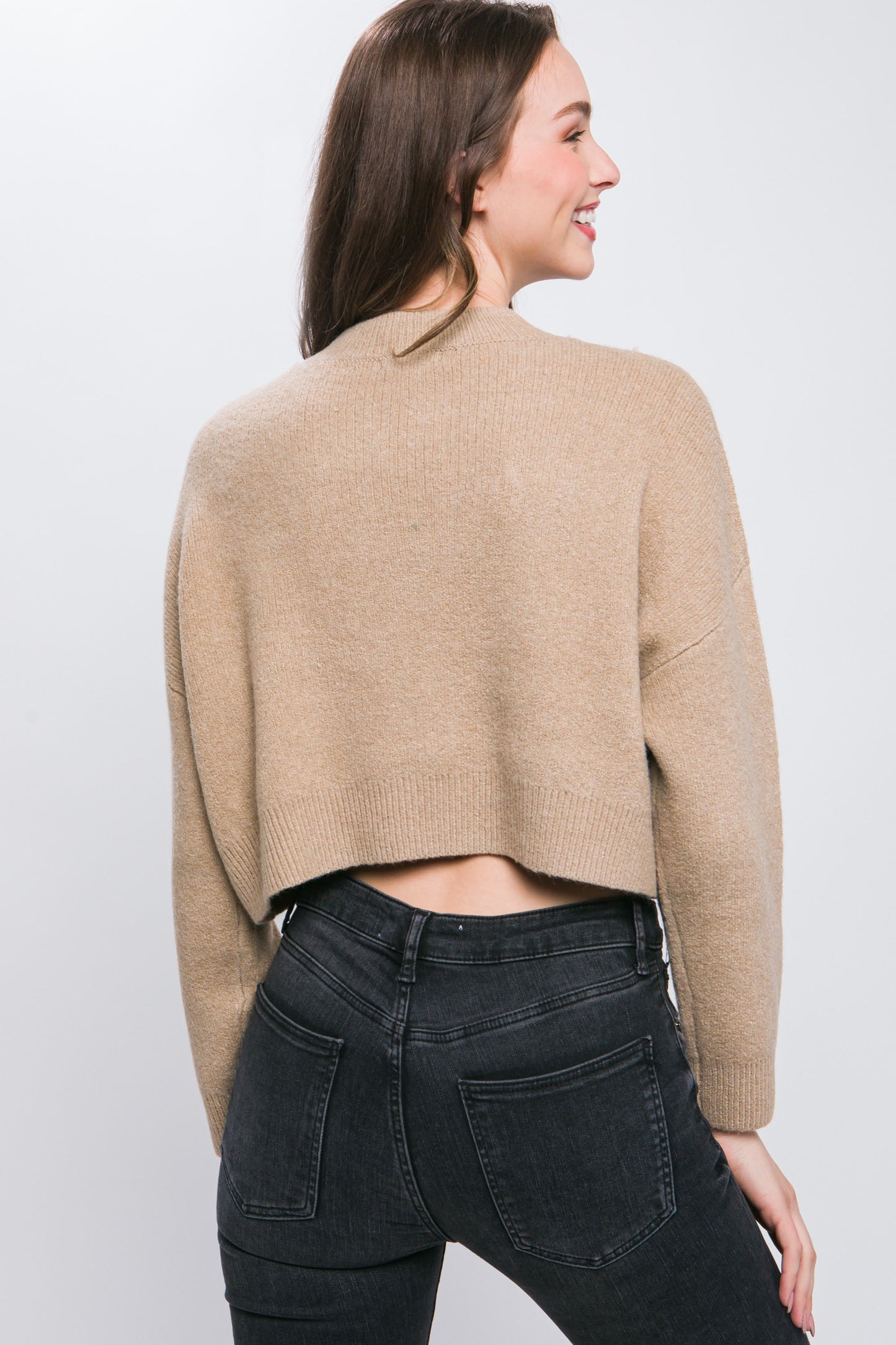 Wool Blend Cropped Sweater Top