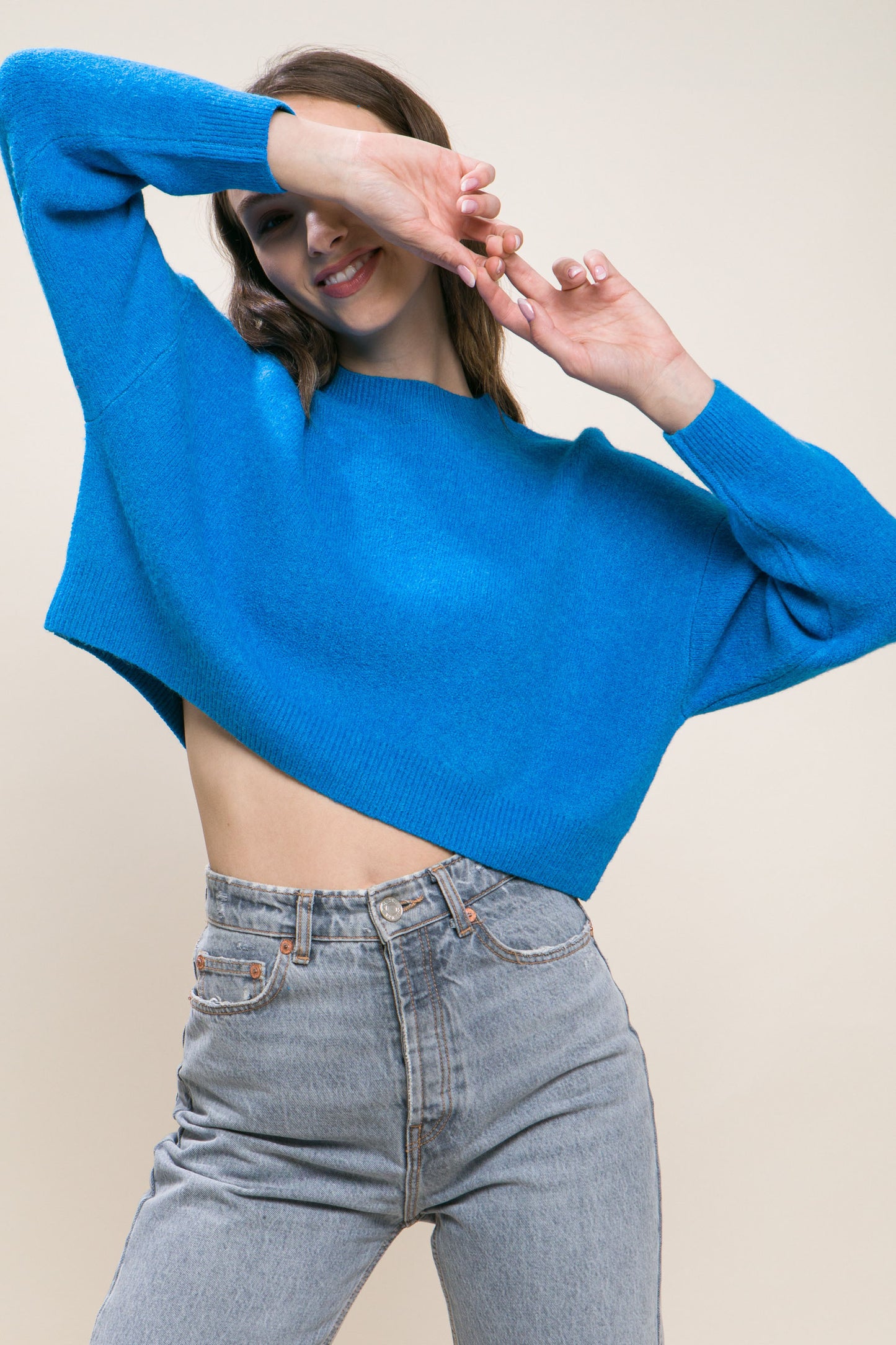 Wool Blend Cropped Sweater Top